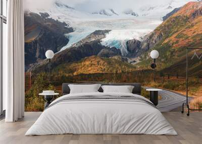 View of Worthington Glacier on highway near Valdez, Alaska in fall season Wall mural