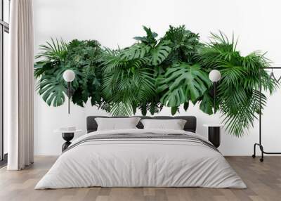 tropical leaves foliage plant jungle bush floral arrangement nature backdrop isolated on white backg Wall mural