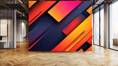 A bold abstract background with a design of angular shapes and high contrast colors Wall mural