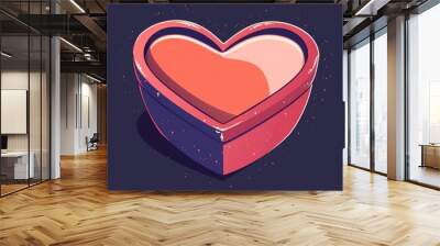 Heart-shaped box flat design front view romantic cartoon drawing Split-complementary color scheme Wall mural