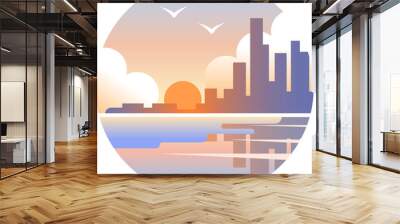 Gold coast gradient illustration Wall mural