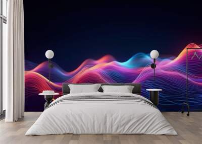 Abstract Wave digital background. Big data Network  connection technology science. Generated with AI Wall mural