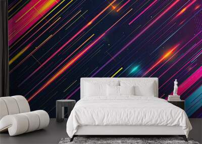 Dark mode template with neon lines, great for night-themed presentations. Wall mural