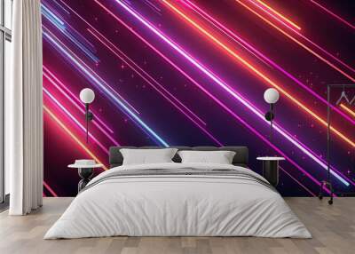 Dark mode template with neon lines, great for night-themed presentations. Wall mural