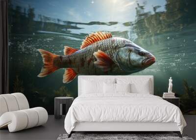 knolling of Fishing - Angling for aquatic species in rivers or lakes Wall mural