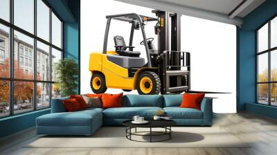 Forklift truck isolated. automated warehouse industry transparent electric load car for stock shipment various color. Wall mural