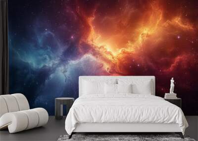 Colorful space galaxy cloud nebula. Stary night cosmos. Universe science astronomy.generative ai Wall mural