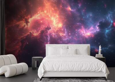 Colorful space galaxy cloud nebula. Stary night cosmos. Universe science astronomy.generative ai Wall mural