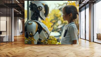 imagine AI humanoid robot helping home,generative ai Wall mural