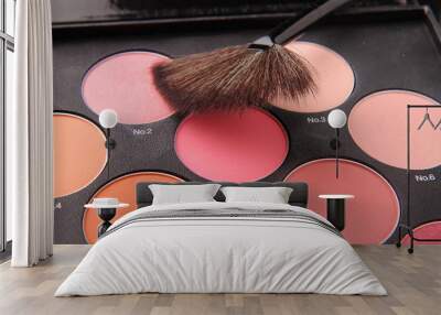 Set of cosmetics for contouring makeup on Black background Wall mural