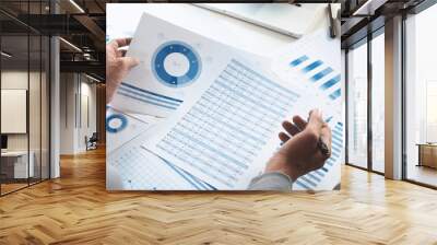 businessman working data document graph chart report marketing research development  planning management strategy analysis financial accounting. Business  office concept. Wall mural