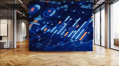 financial data document graph chart report statistic marketing research development planning managem Wall mural