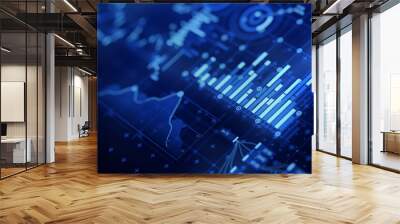 Financial data document graph chart report statistic marketing research development  planning management strategy analysis accounting. Financial business technology hologram concept. 3d rendering. Wall mural