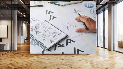 Graphic designer creative design sketch drawing logo Trademark brand Workspace Wall mural