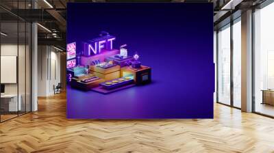 nft non-fungible token cryptocurrency unique items art games characters collectibles exchanging tech Wall mural