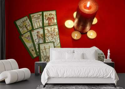 tarot cards with candles Wall mural