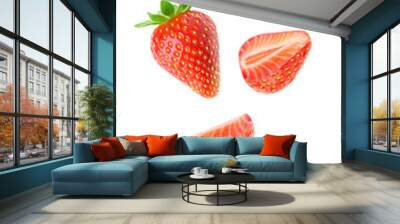 Cut strawberries levitation cut out Wall mural