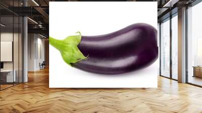 Isolated eggplant. One fresh eggplant over white background, with clipping path Wall mural