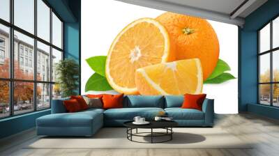 isolated oranges. orange fruit pieces isolated on white background Wall mural