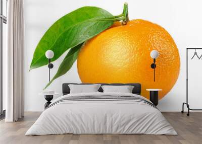 Isolated tangerine. One tangerine or mandarin orange fruit with leaf isolated on white background Wall mural