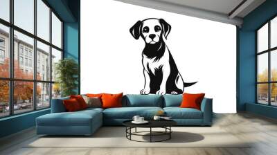 Black and white silhouette illustration of a dog in profile. Wall mural