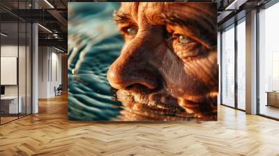 Detailed view of water ripples with a blurred effect creating an abstract liquid texture Wall mural