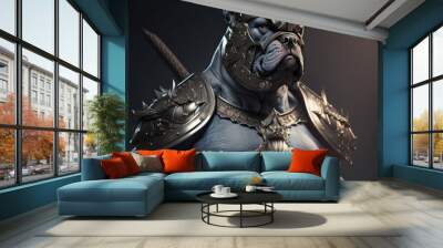 Dog in armor knight suit created with generative ai Wall mural