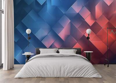 Abstract geometric background with a red and blue gradient cube pattern, vector illustration design for a banner, wallpaper Wall mural