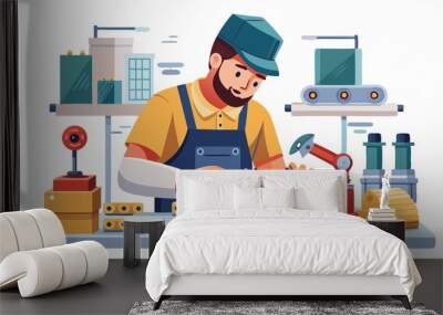 This captivating scene features a focused assembler meticulously assembling a product. The design evokes a sense of expertise and highlights the dedication of assemblers in bringing products to life. Wall mural