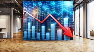 Volatility brought to life! This business graph depicts a dramatic plunge in stock prices, offering a clear visualization of market instability. Wall mural