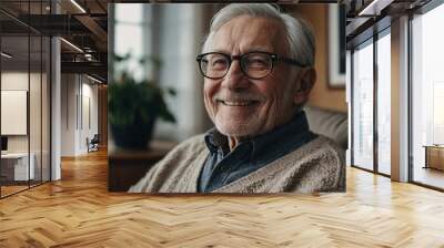 portrait photo of  old man wearing glasses Wall mural