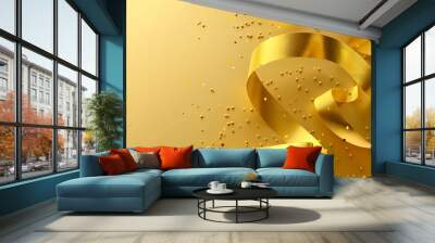 gold celebration ribbon on gold background Wall mural