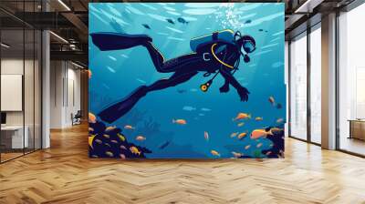 scuba dive vector vector Wall mural