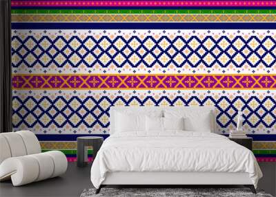 Abstract geometric and tribal patterns, usage design local fabric patterns, Design inspired by indigenous tribes. geometric Vector illustration Wall mural