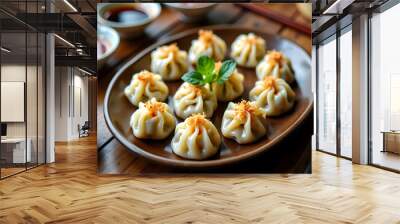 Dim sum in a traditional bowl, Chinese dim sum  Wall mural