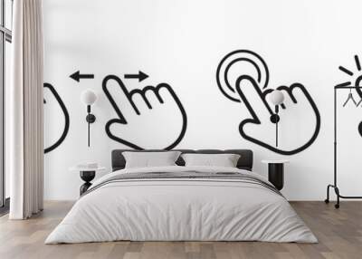 Hand click icon set. pointer icon vector. touch screen symbol,  pointer sign and symbol. hand cursor icon Wall mural