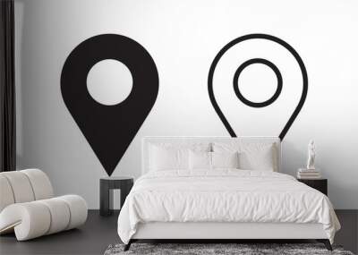 Set of map pin location icons. Location pin icon flat vector illustration design, Map marker line icon set. gps position pin sign. Wall mural