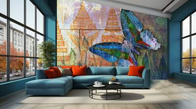 butterfly( Thai background ) Wall mural