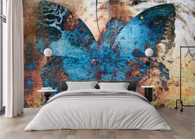 Grunge butterfly colorful Wall mural