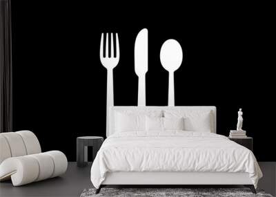 logo of cutlery, spoon fork knife in the shape, flat design, bkack and white illustration Wall mural