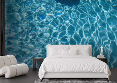 Abstract pool water.  Swimming pool bottom caustics ripple and flow with waves background surface of blue swimming pool Wall mural