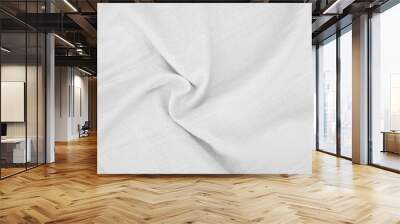 Organic Fabric cotton backdrop White linen canvas crumpled natural cotton fabric Natural handmade linen top view background  organic Eco textiles White Fabric linen texture Wall mural