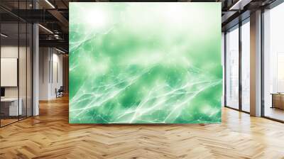 Abstract pattern with white and green nodes on a futuristic technology banner background  Wall mural