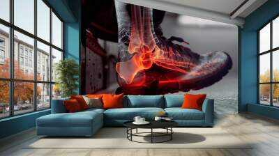 X-ray of a foot highlights the joint pain coming form the heel Wall mural