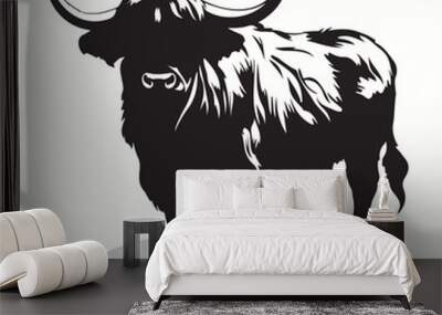 Yak silhouettes and icons. Black flat color simple elegant Yak animal vector and illustration.
 Wall mural