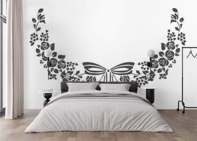 design element frame flower bow victorian vector Wall mural