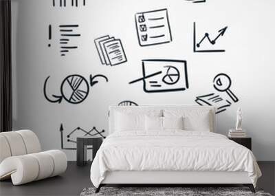 diagram statistics line art doodle vector symbol sign concept set Wall mural