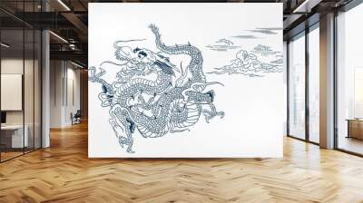 dragon vector backgtound japanese design sky card Wall mural