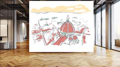 Florence Italy Europe vector sketch city illustration line art Wall mural