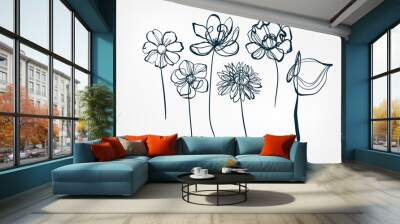 flower line one art isolated vector illustration Wall mural